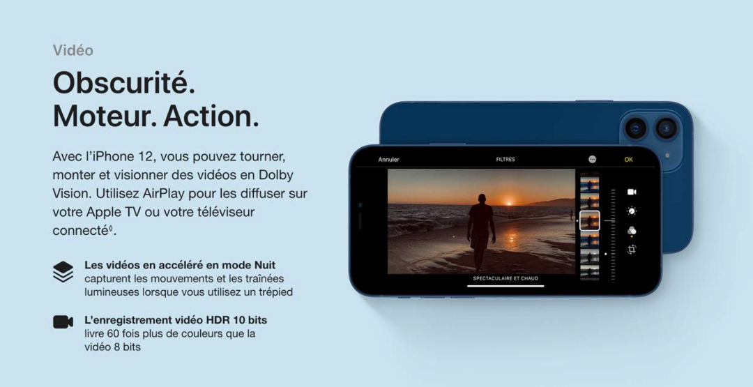 iPhone 12 Permet de superbe vidéo en Dolby Vision